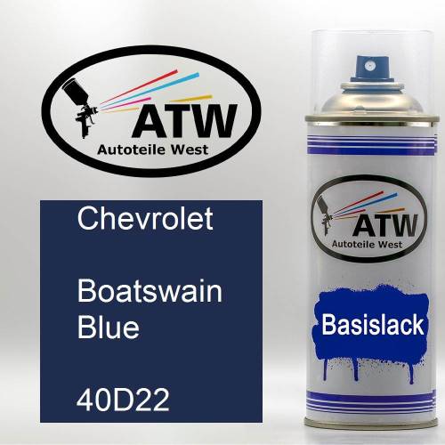 Chevrolet, Boatswain Blue, 40D22: 400ml Sprühdose, von ATW Autoteile West.